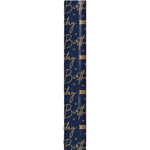 Picture of HAPPY BIRTHDAY NAVY BLUE WRAPPING ROLL 70CM X 3 METERS